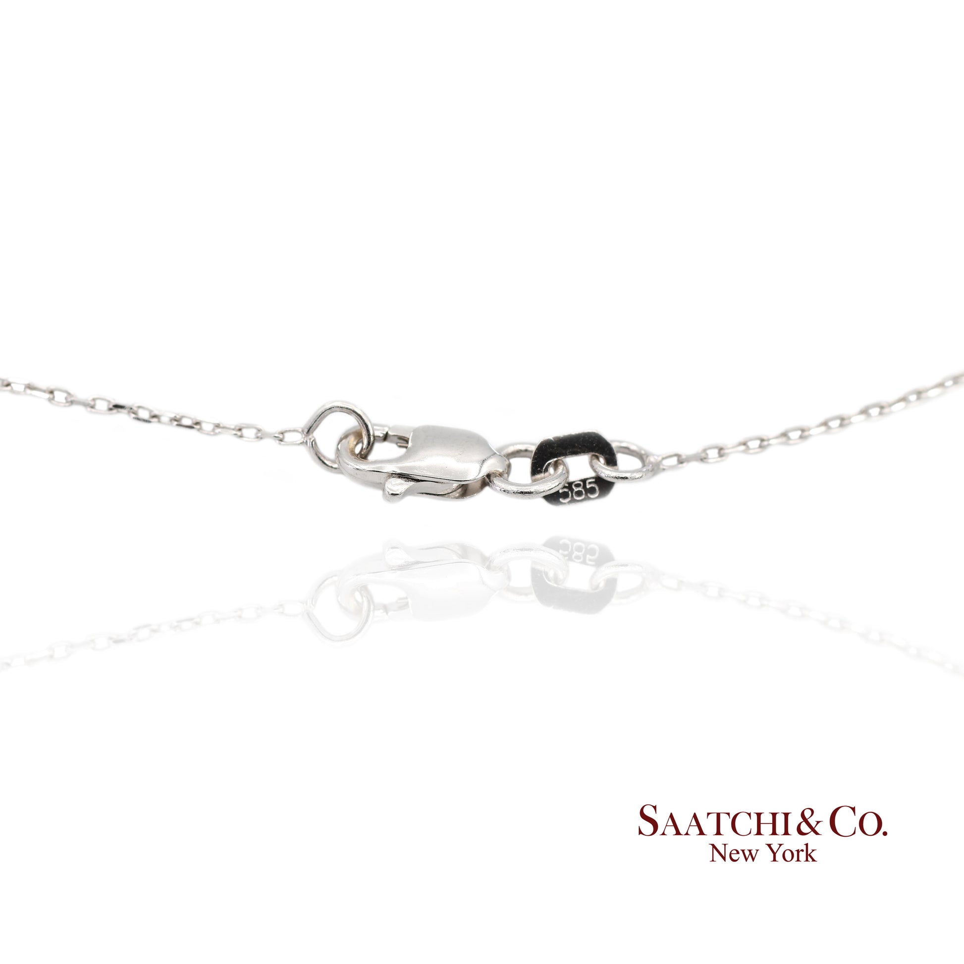 18K White Gold Natural Diamond and Pie Cut Sapphire Pendant with 14K Gold Chain