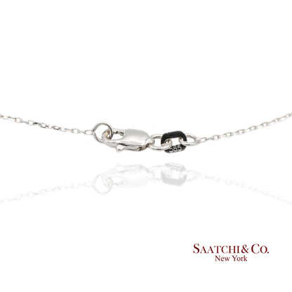 18K White Gold Natural Diamond and Pie Cut Sapphire Pendant with 14K Gold Chain