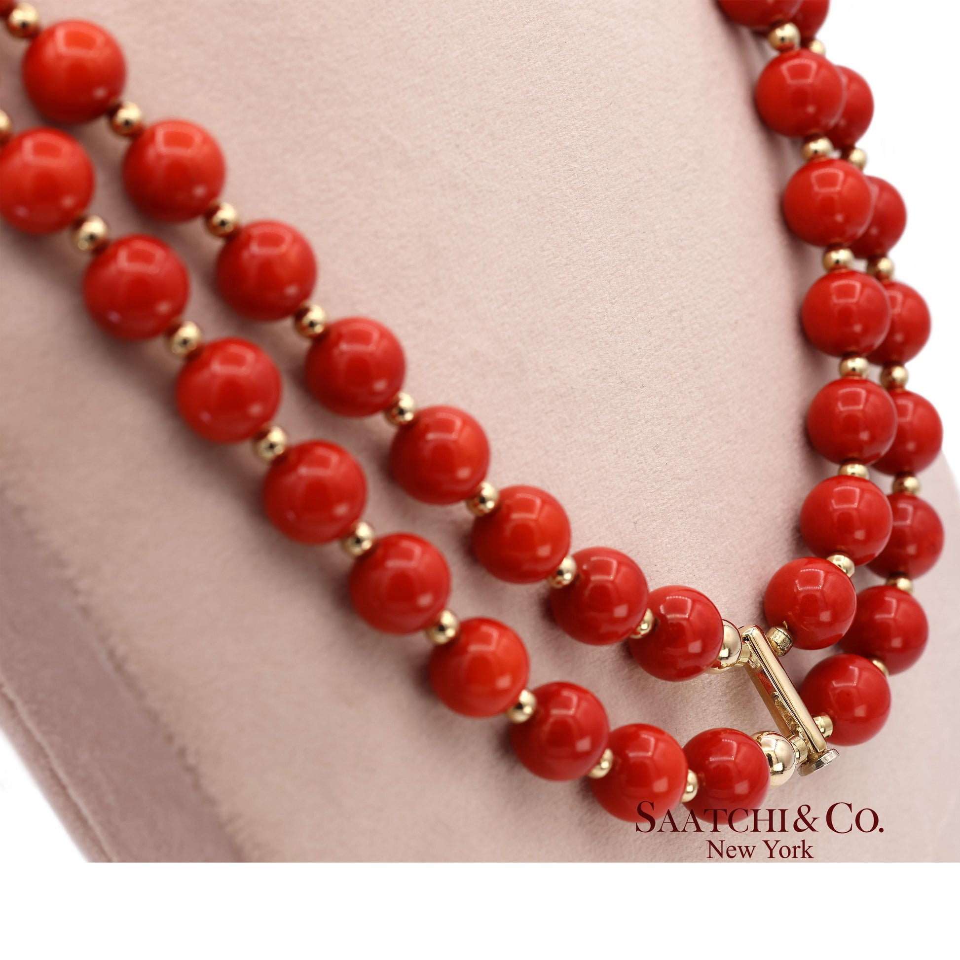 14K(585) Solid Yellow Gold Coral Necklace