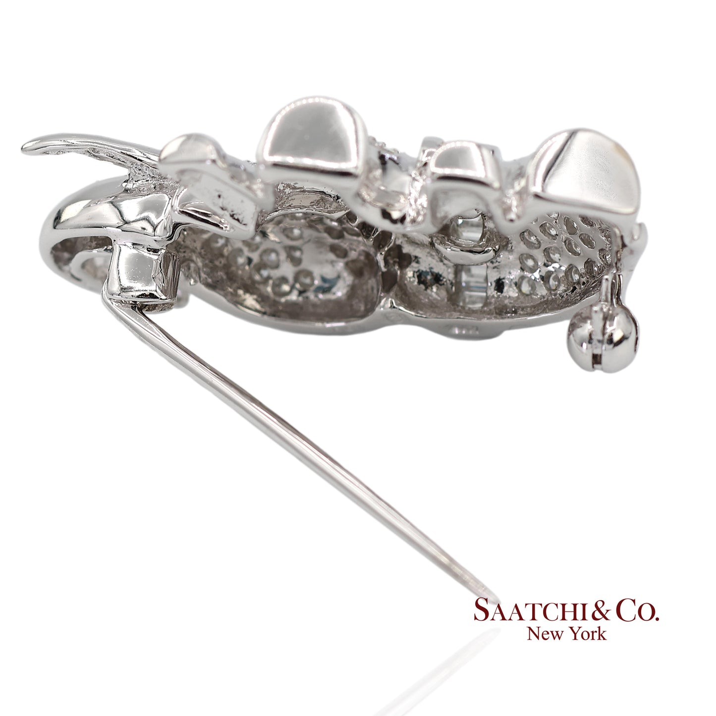 18K (750) White Gold Natural Diamond Elephant Brooch/Pin