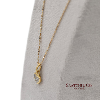 18K Natural Diamond Heart Shape Pendant with 14K Yellow Gold Chain