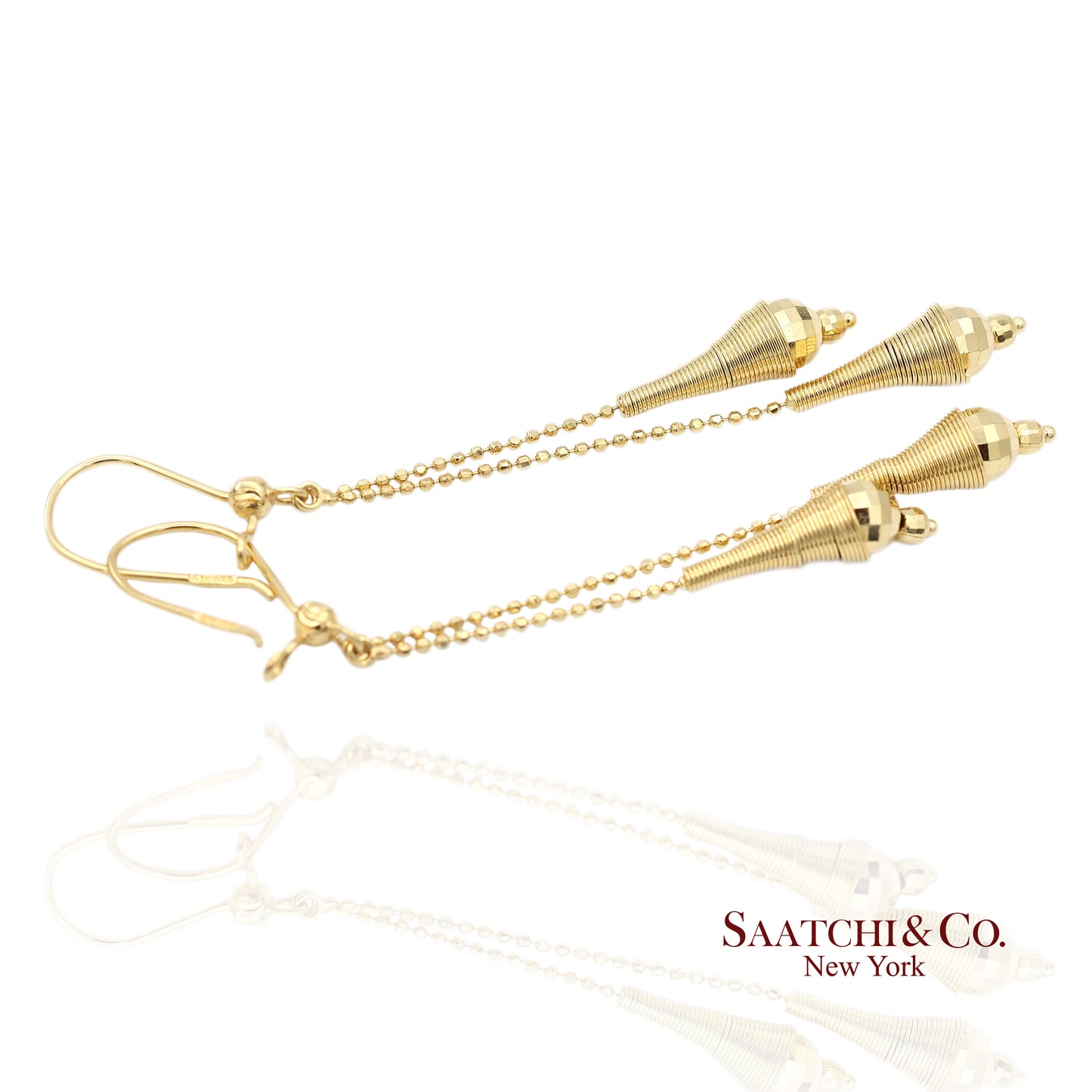 18K (750) Yellow Gold Drop Dangling Earrings