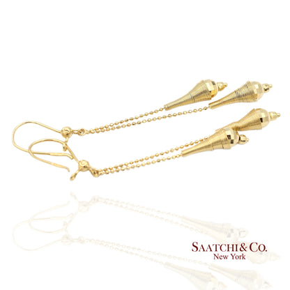 18K (750) Yellow Gold Drop Dangling Earrings