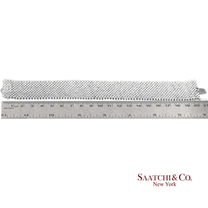 18K (750) White Gold Natural Diamond Wide Mesh Bracelet 15 Rows