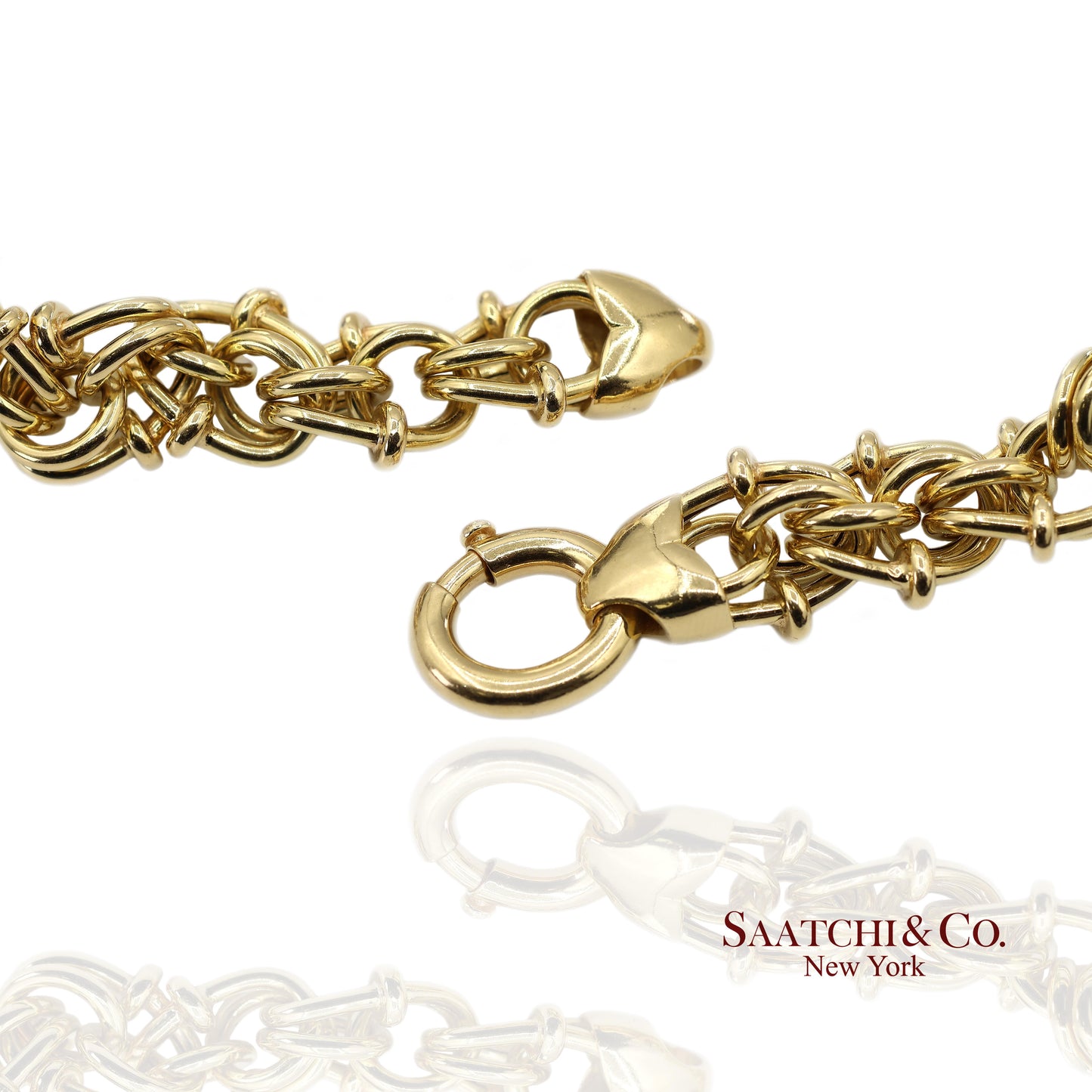 18K(750) Solid Yellow Gold Graduated Byzantine Chain Necklace