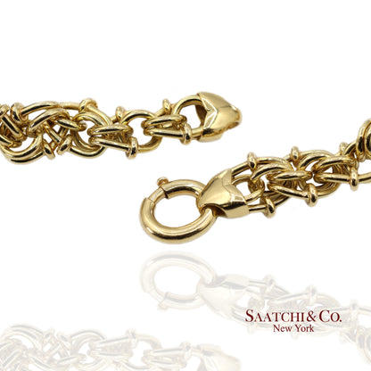 18K(750) Solid Yellow Gold Graduated Byzantine Chain Necklace