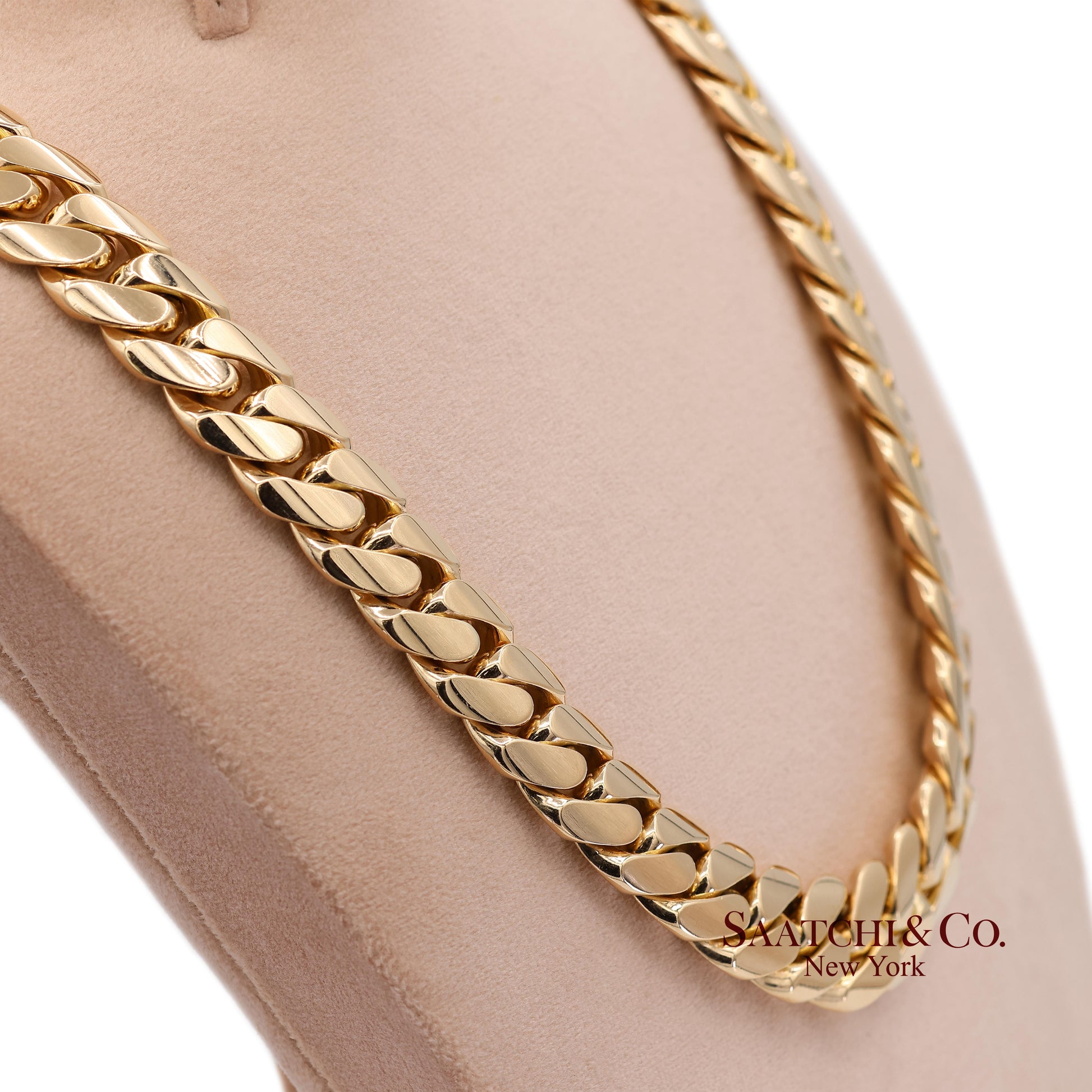 14K(585) Solid Yellow Gold Cuban Link Chain Necklace