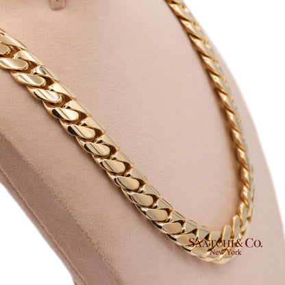 14K(585) Solid Yellow Gold Cuban Link Chain Necklace