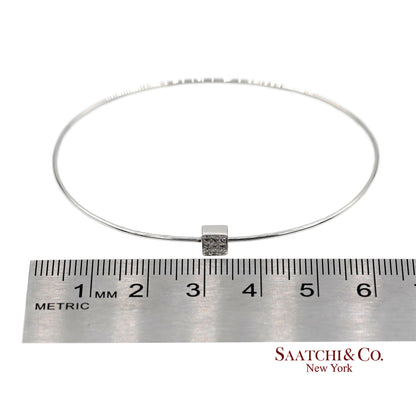 18K(750) Solid White Gold Natural Diamond Square Shape Bangle Bracelet