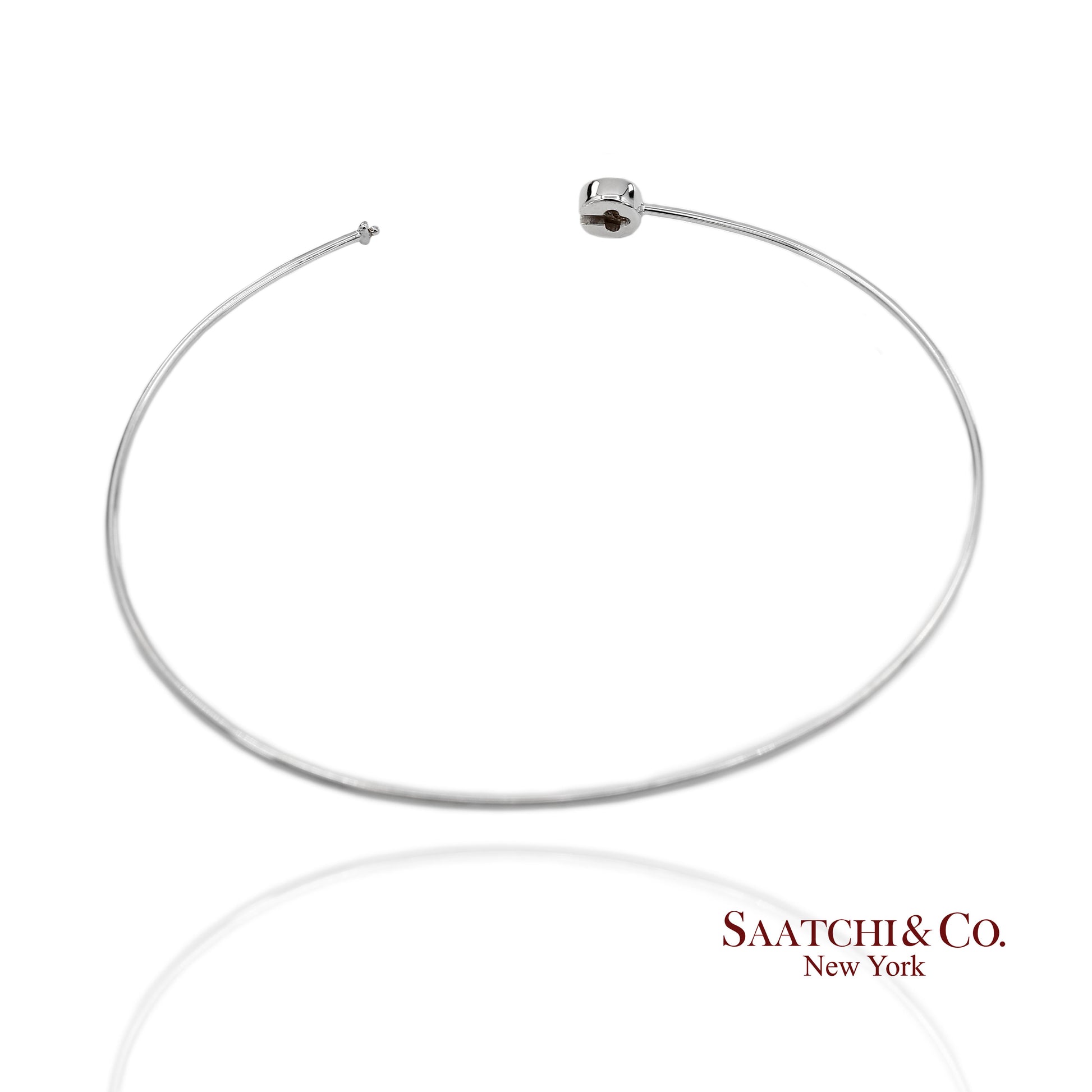 18K(750) Solid White Gold Natural Diamond Round Shape Bangle Bracelet