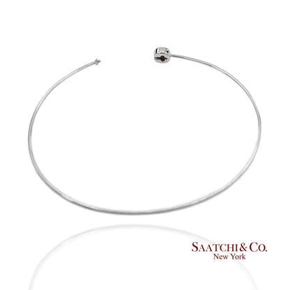 18K(750) Solid White Gold Natural Diamond Round Shape Bangle Bracelet