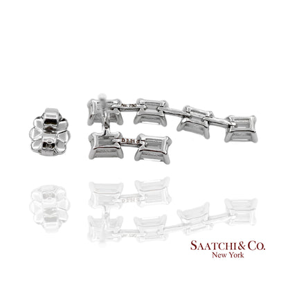 18K(750) White Gold Natural Diamond Emerald Cut Earrings