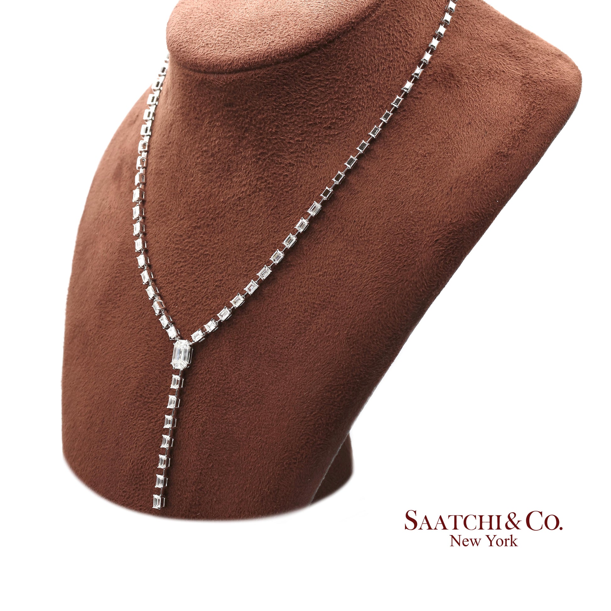 18K(750) White Gold Natural Diamond Pie Cut Necklace