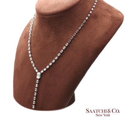 18K(750) White Gold Natural Diamond Pie Cut Necklace