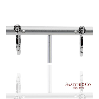 18K(750) Solid White Gold Natural Diamond Hoop Earrings