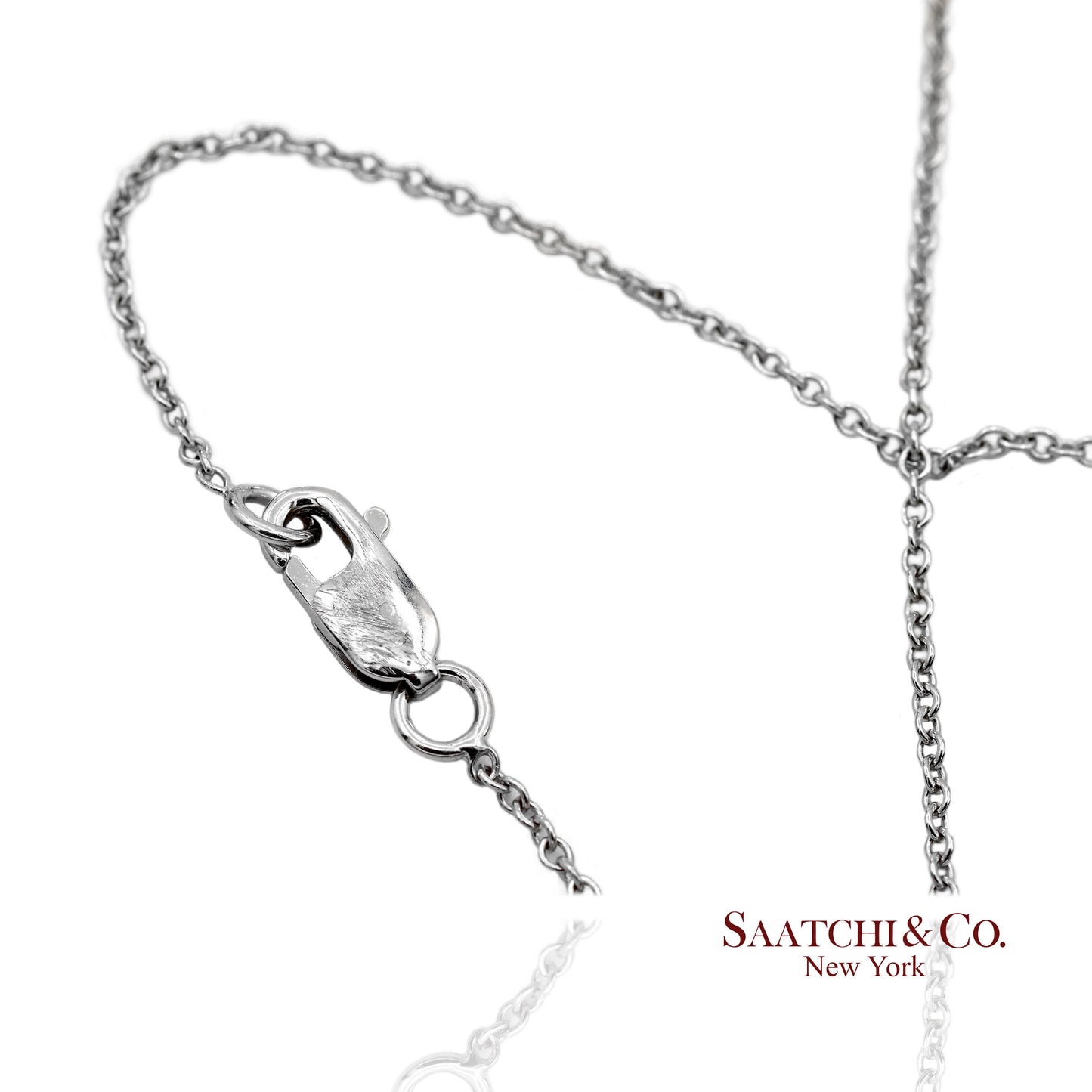 18K(750) White Gold Natural Diamond Leaf Shape Pendant Necklace with Chain