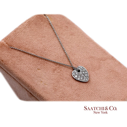 18K(750) White Gold Natural Diamond Heart Shape Pendant Necklace with Chain