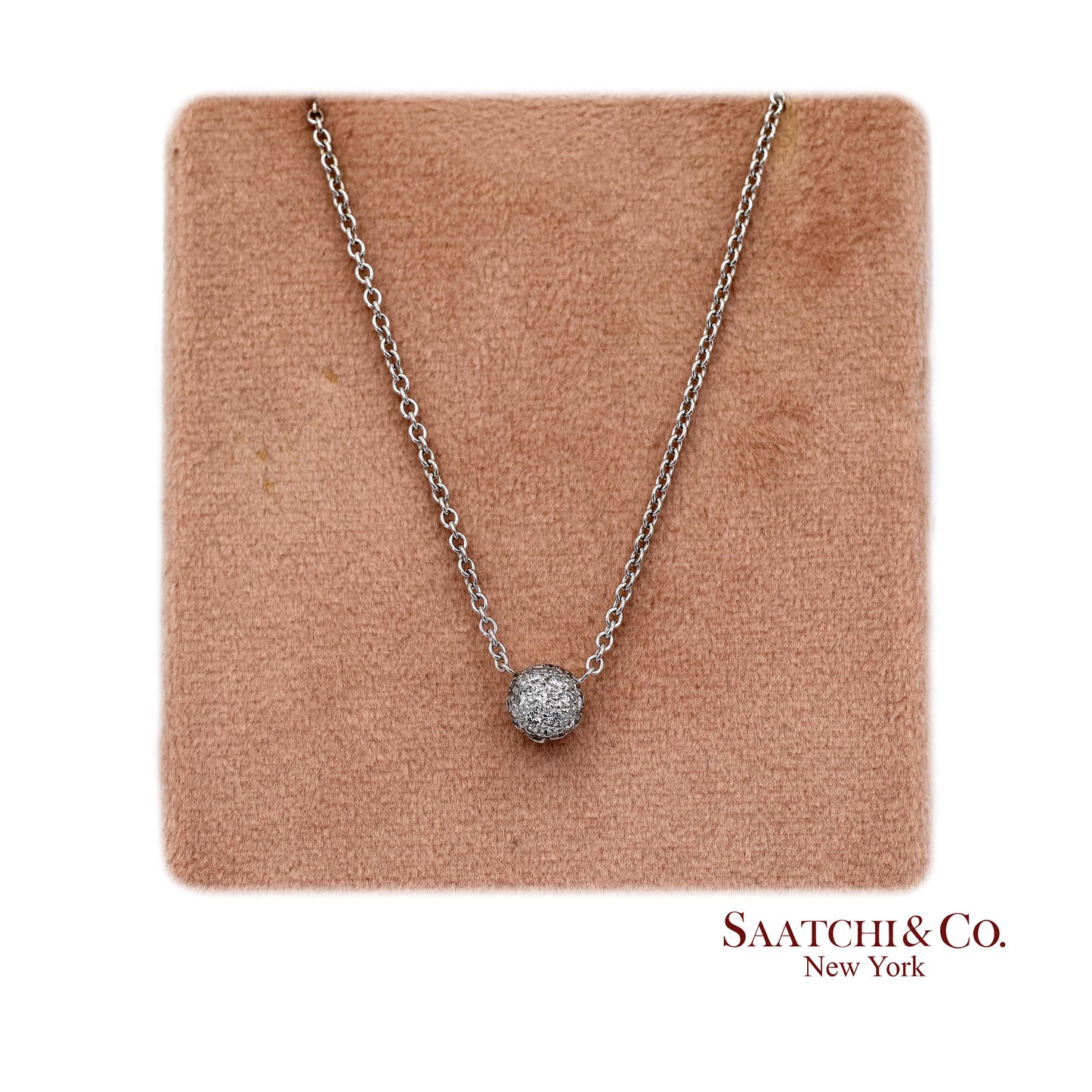 18K(750) White Gold Natural Diamond Pendant Necklace with Chain