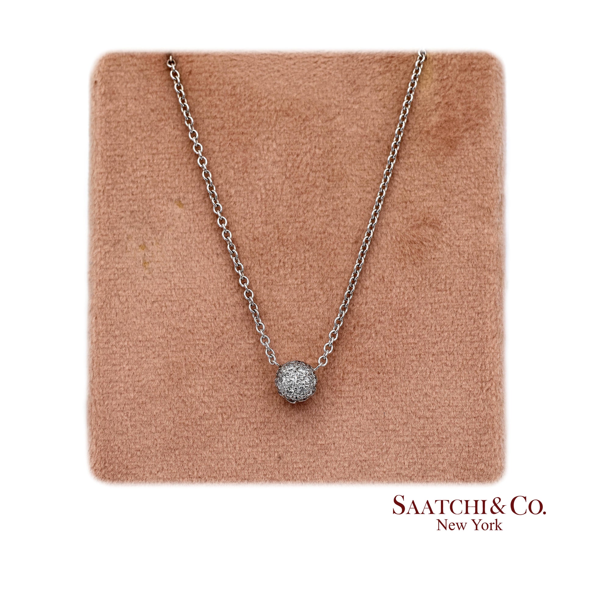 18K(750) White Gold Natural Diamond Pendant Necklace with Chain