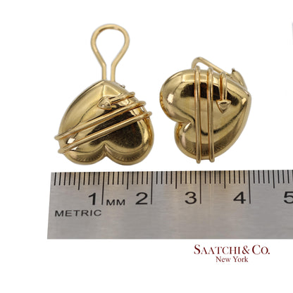 Tiffany & Co. Vintage 18K(750) Yellow Gold Arrow Wrapped Heart Shape Earrings