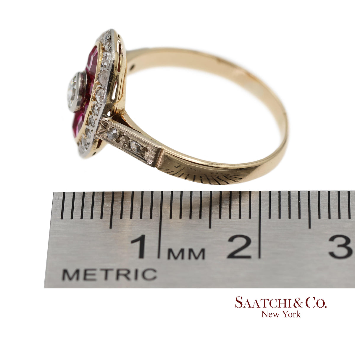 Vintage Two Tone 14K Yellow and White Gold Natural Diamond Ring
