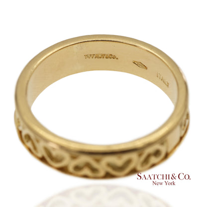 Vintage Tiffany & Co. 18K 750 Solid Yellow Gold Heart Shape Band Ring