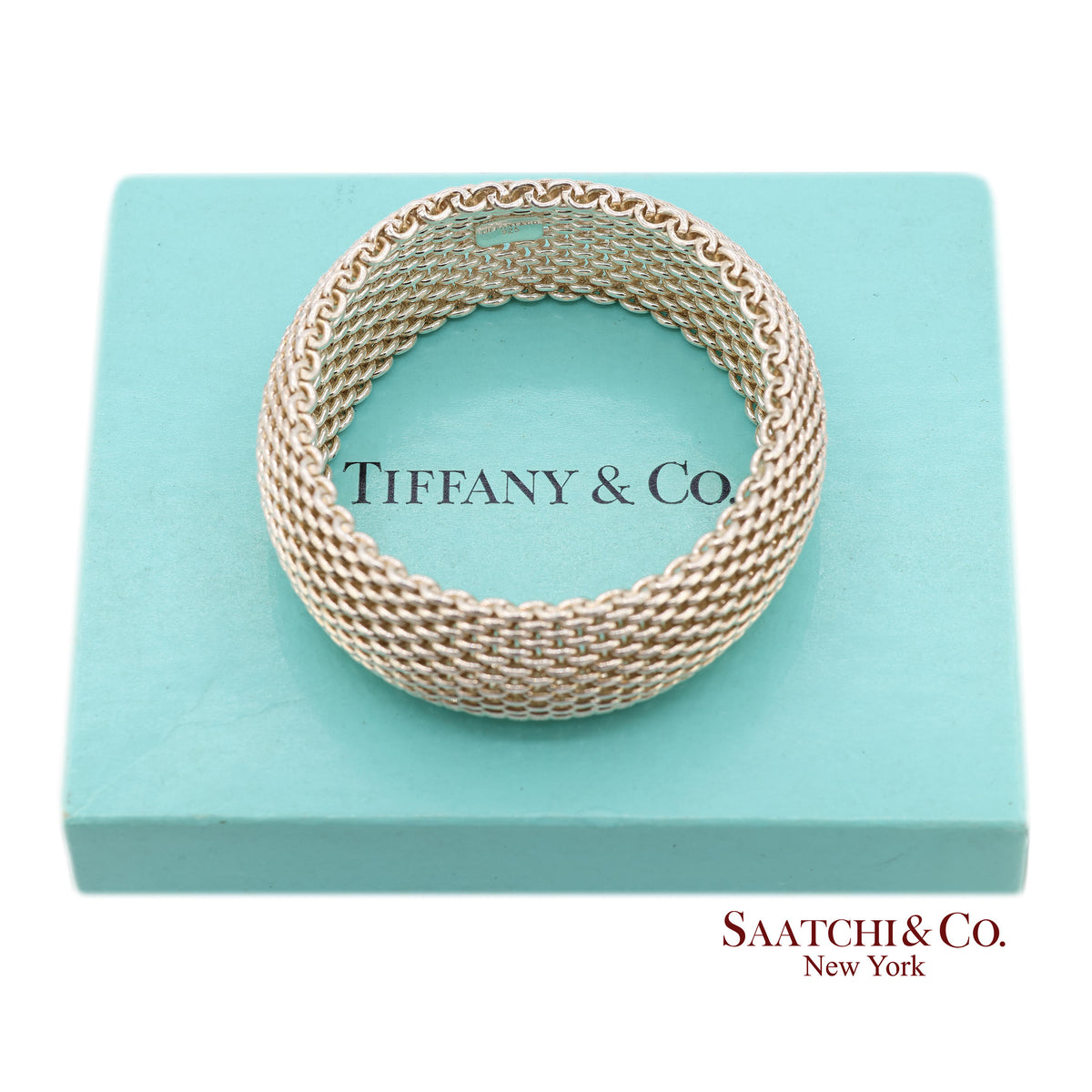 Tiffany & Co. Sterling Silver Somerset Mesh Wide Bangle Bracelet