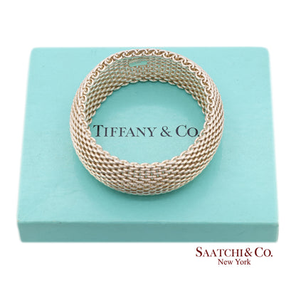 Tiffany & Co. Sterling Silver Somerset Mesh Wide Bangle Bracelet