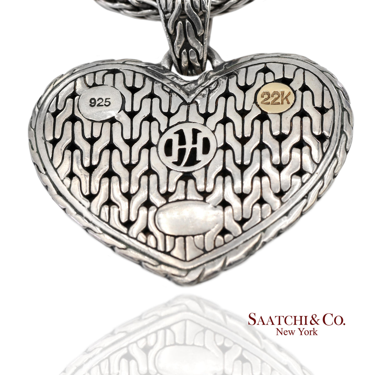 John Hardy 22K Yellow Gold and Sterling Silver Heart Pendant Necklace