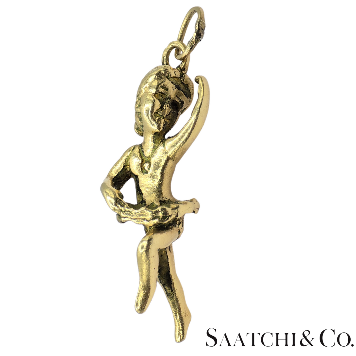 Dancer / Statue 14K (585) Gold Vintage Charm For Bracelet; 5.6 Gram