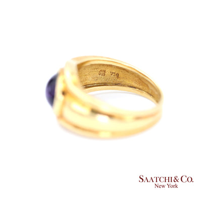 18k (750) Yellow Gold Natural cabochon Amethyst Ring