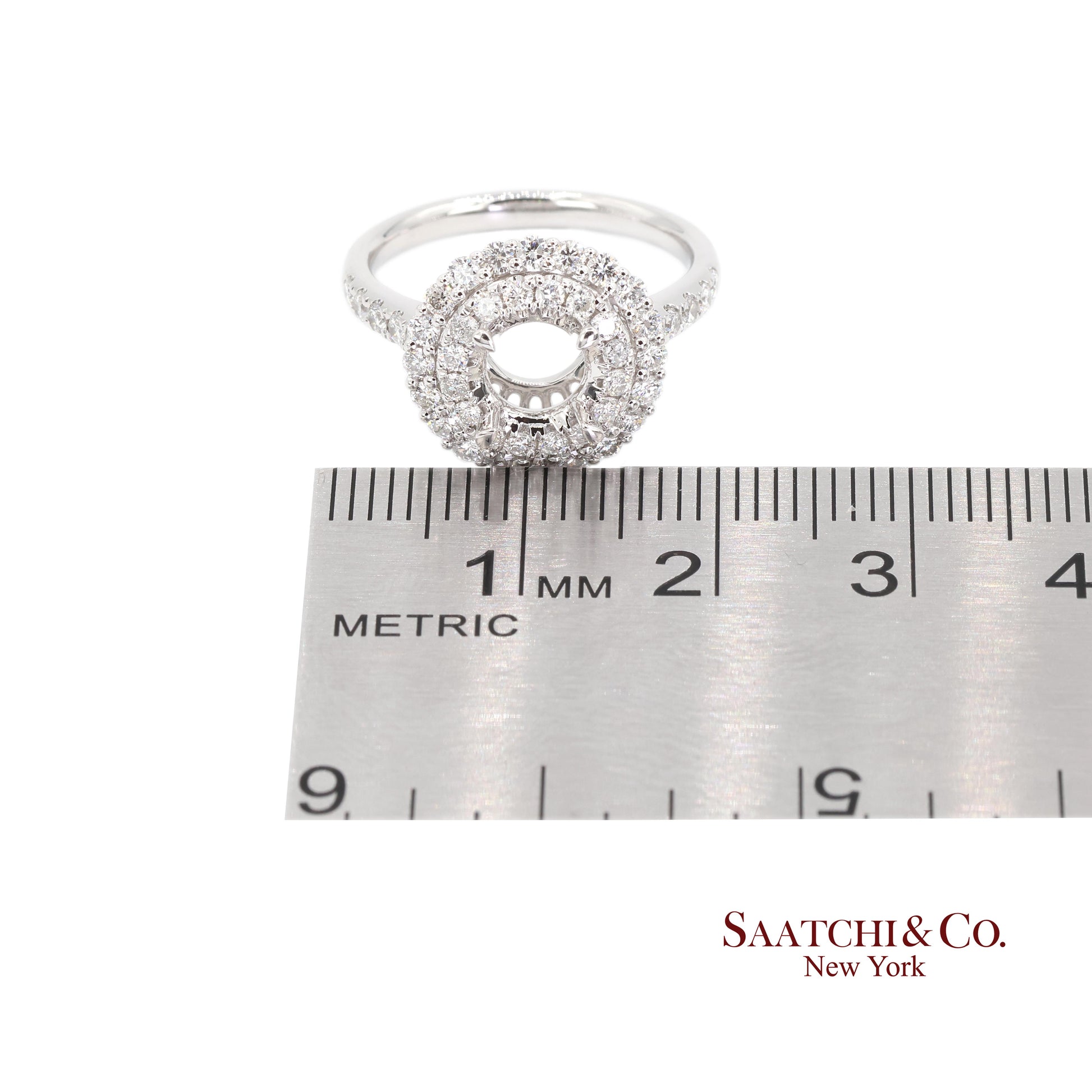 Platinum 950 Natural Brilliant Diamond Mounting Ring Size 6.5