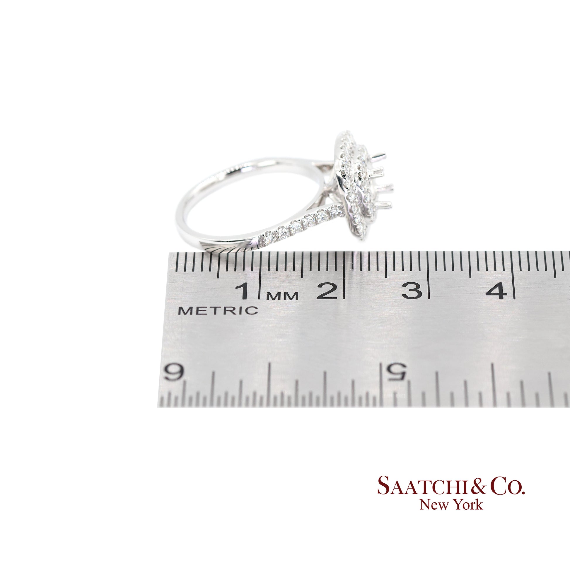 Platinum 950 Natural Brilliant Diamond Mounting Ring Size 6.5