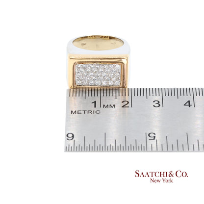 18k (750) Two Tone White Yellow Gold Natural Diamond Ring