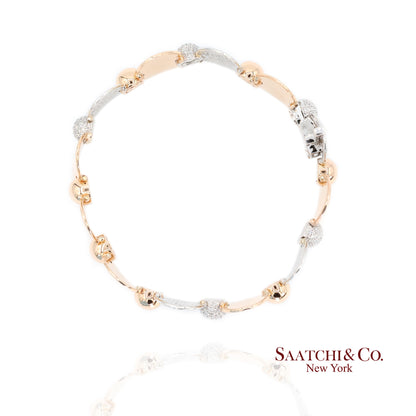 18k (750) Two Tone White and Rose Gold Natural Diamond Tennis Bracelet
