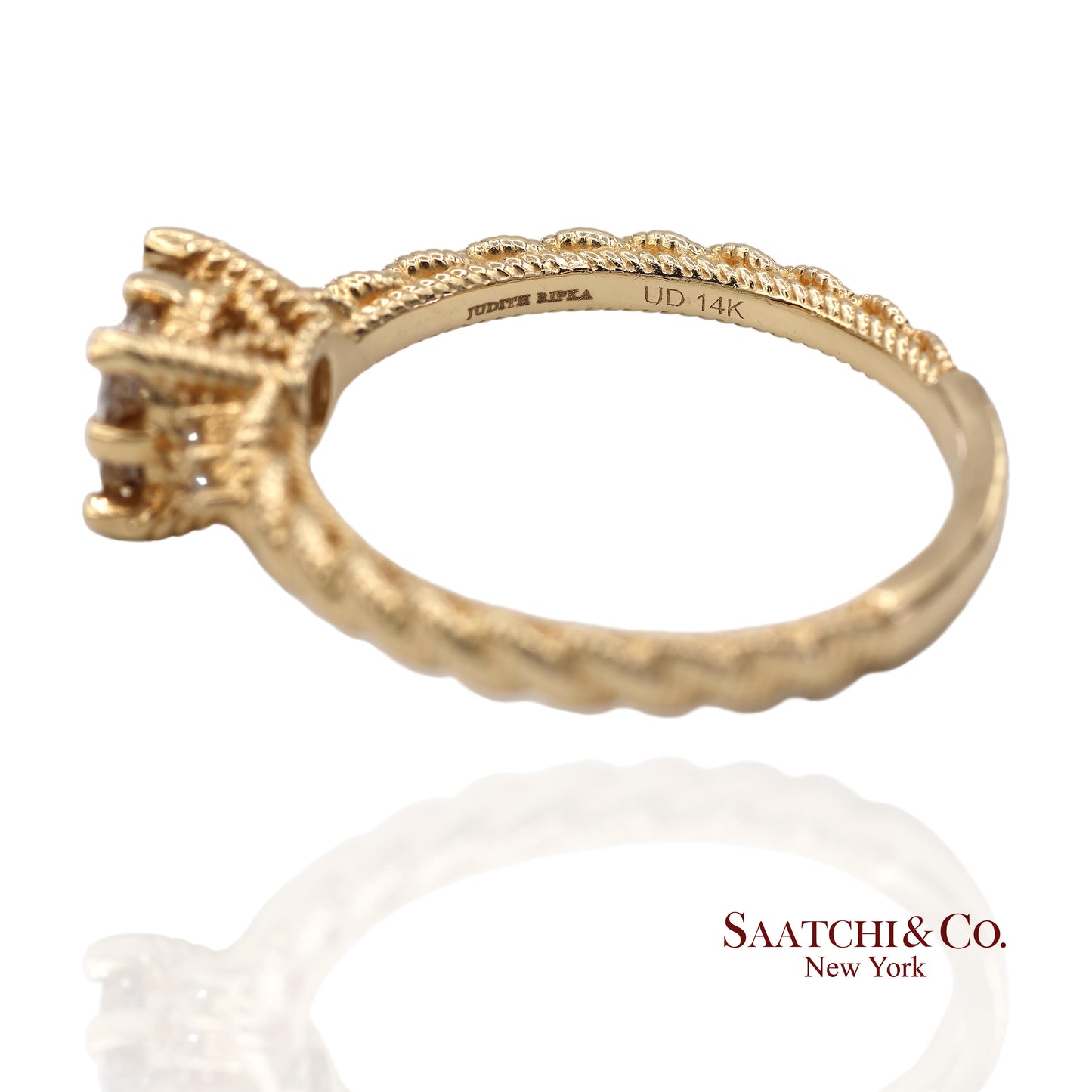 Judith Ripka 14K (585) Yellow Gold Natural Diamond Square Illusion Band Ring