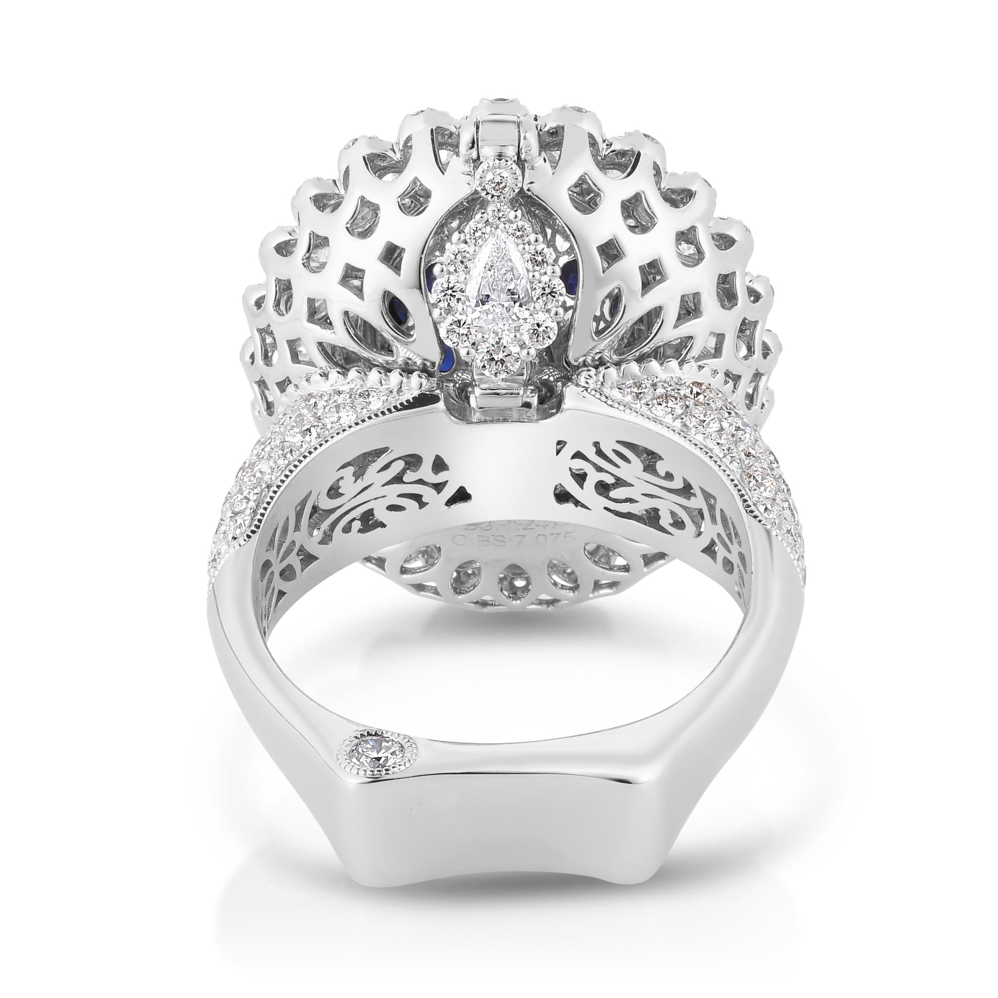 18k (750) White Gold Convertible Ring in Natural Sapphire and Natural Diamond