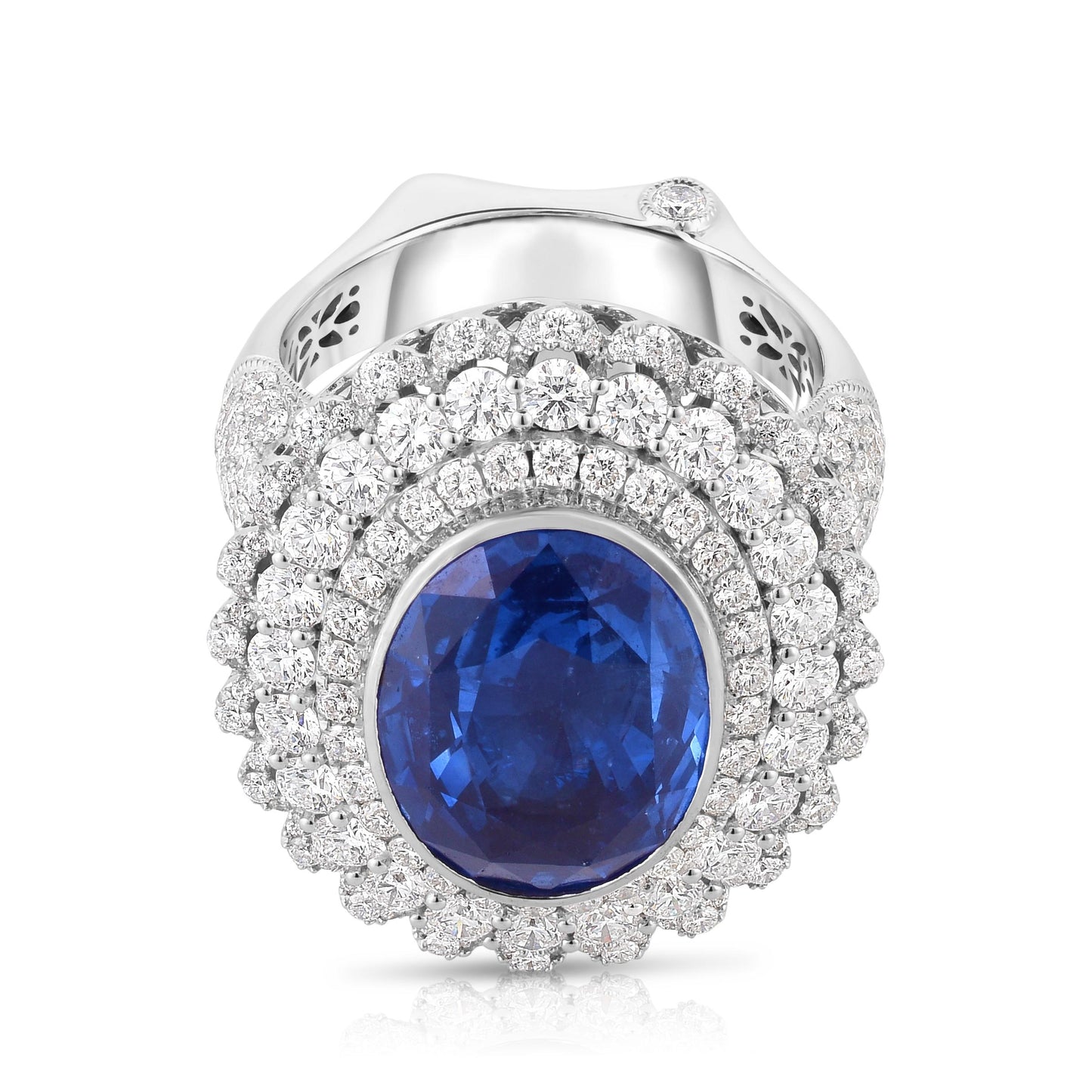 18k (750) White Gold Convertible Ring in Natural Sapphire and Natural Diamond