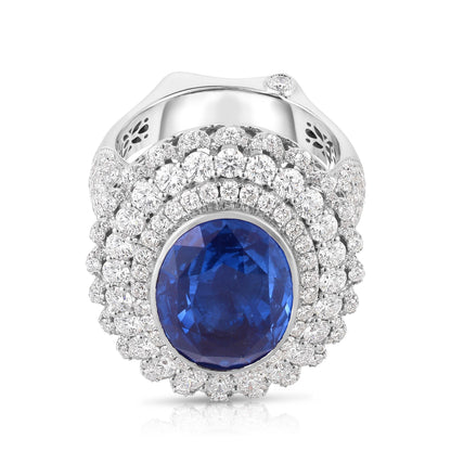 18k (750) White Gold Convertible Ring in Natural Sapphire and Natural Diamond