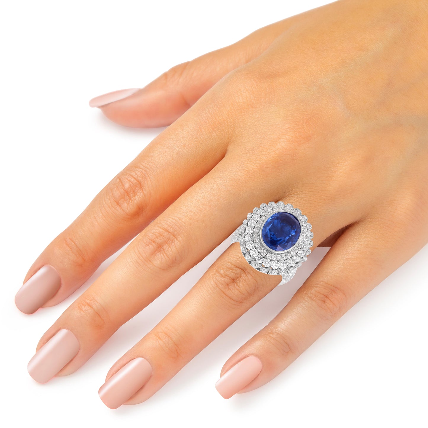 18k (750) White Gold Convertible Ring in Natural Sapphire and Natural Diamond