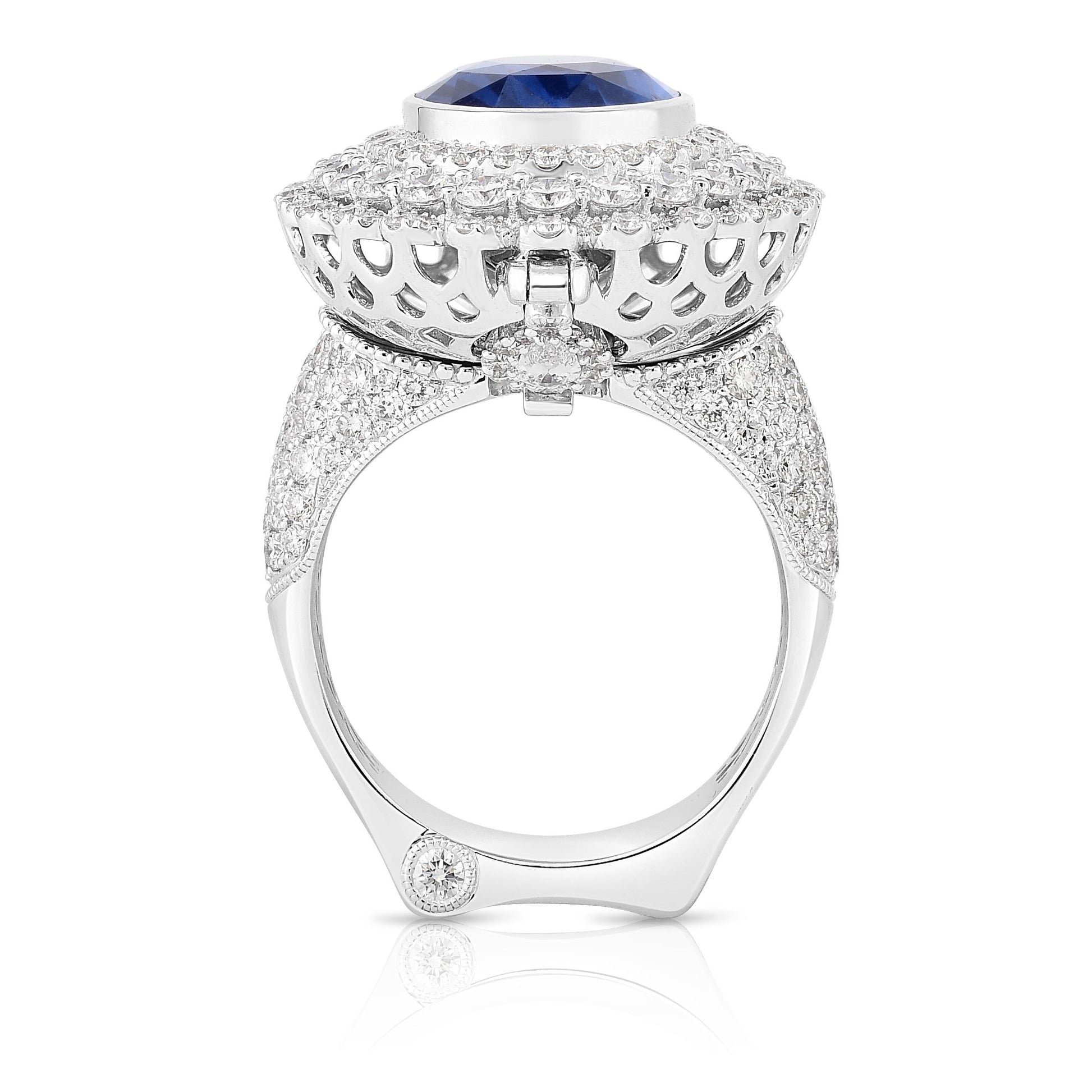18k (750) White Gold Convertible Ring in Natural Sapphire and Natural Diamond