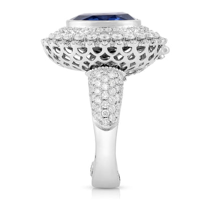 18k (750) White Gold Convertible Ring in Natural Sapphire and Natural Diamond