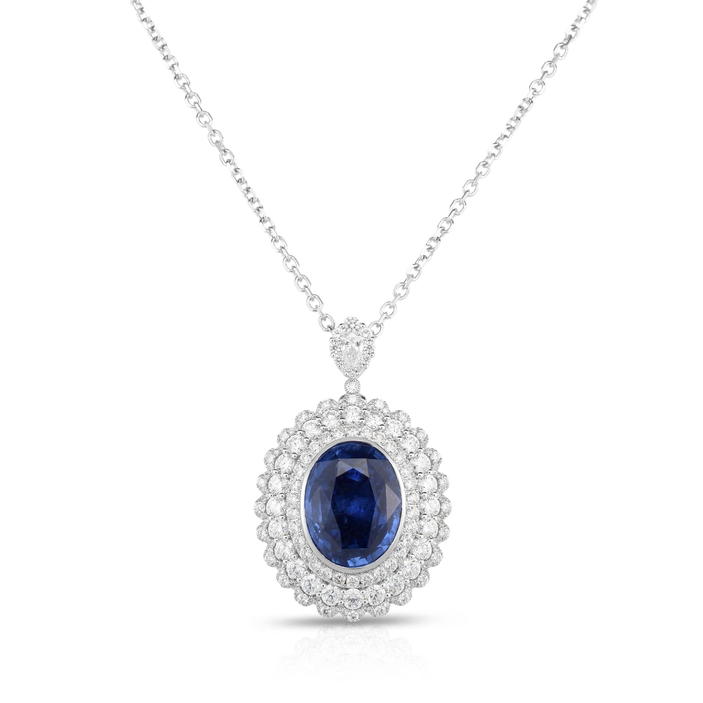 18k (750) White Gold Convertible Ring in Natural Sapphire and Natural Diamond