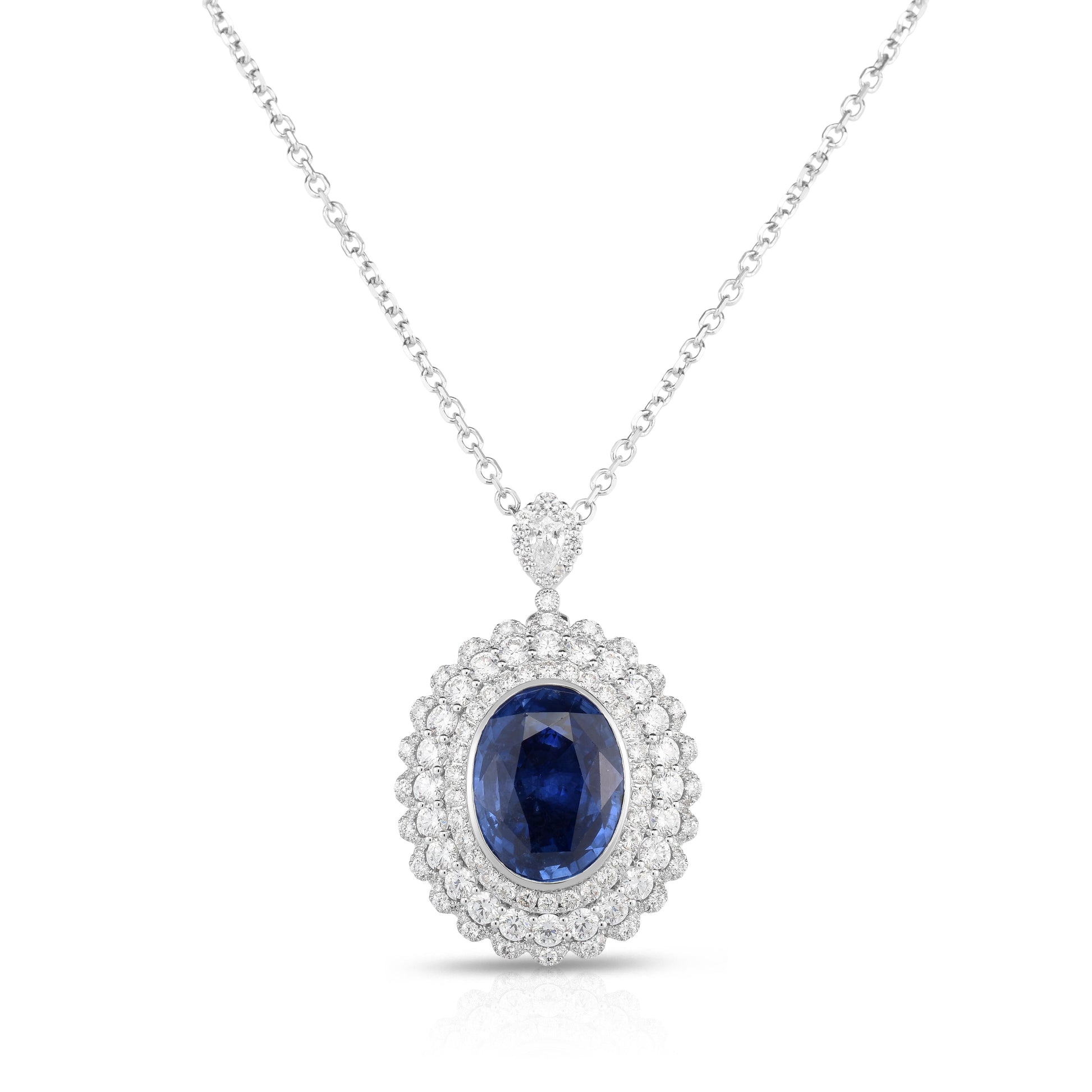 18k (750) White Gold Convertible Ring in Natural Sapphire and Natural Diamond