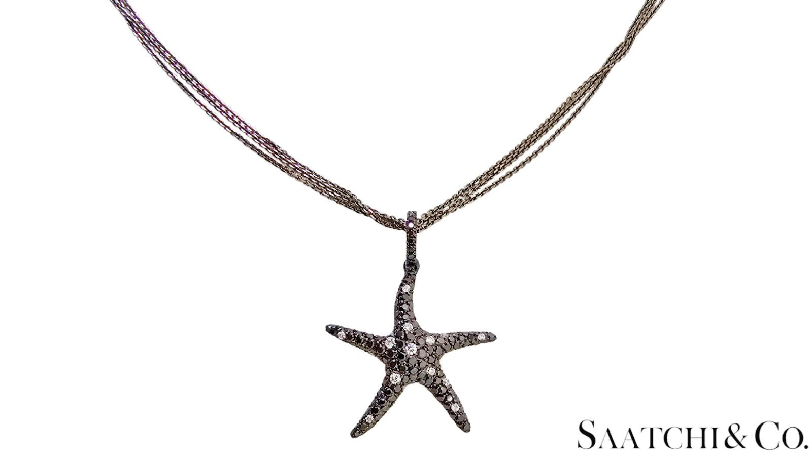 Black Gold 18K Pendant with 14K Chain - 0.65 Ct Natural Black Diamond, 5.3 Grams