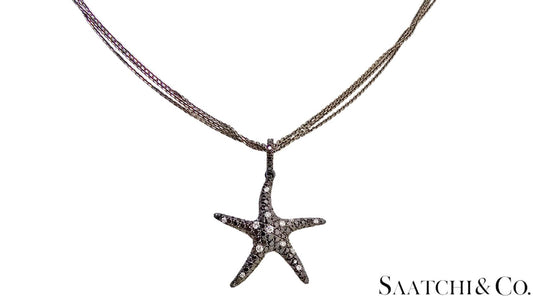 Black Gold 18K Pendant with 14K Chain - 0.65 Ct Natural Black Diamond, 5.3 Grams