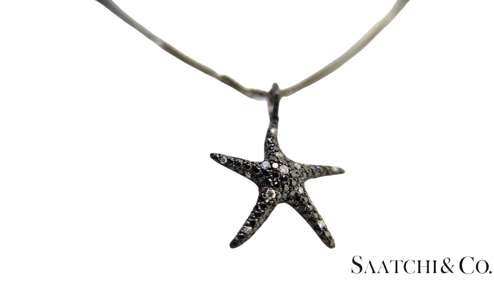 Black Gold 18K Pendant with 14K Chain - 0.65 Ct Natural Black Diamond, 5.3 Grams