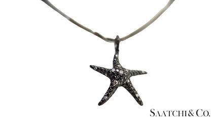 Black Gold 18K Pendant with 14K Chain - 0.65 Ct Natural Black Diamond, 5.3 Grams