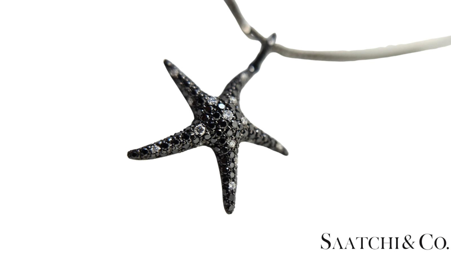 Black Gold 18K Pendant with 14K Chain - 0.65 Ct Natural Black Diamond, 5.3 Grams
