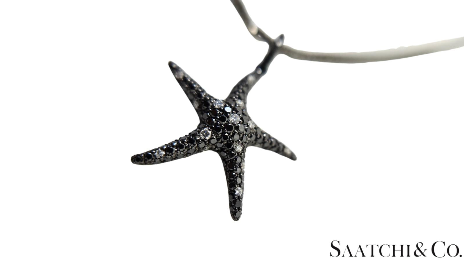 Black Gold 18K Pendant with 14K Chain - 0.65 Ct Natural Black Diamond, 5.3 Grams